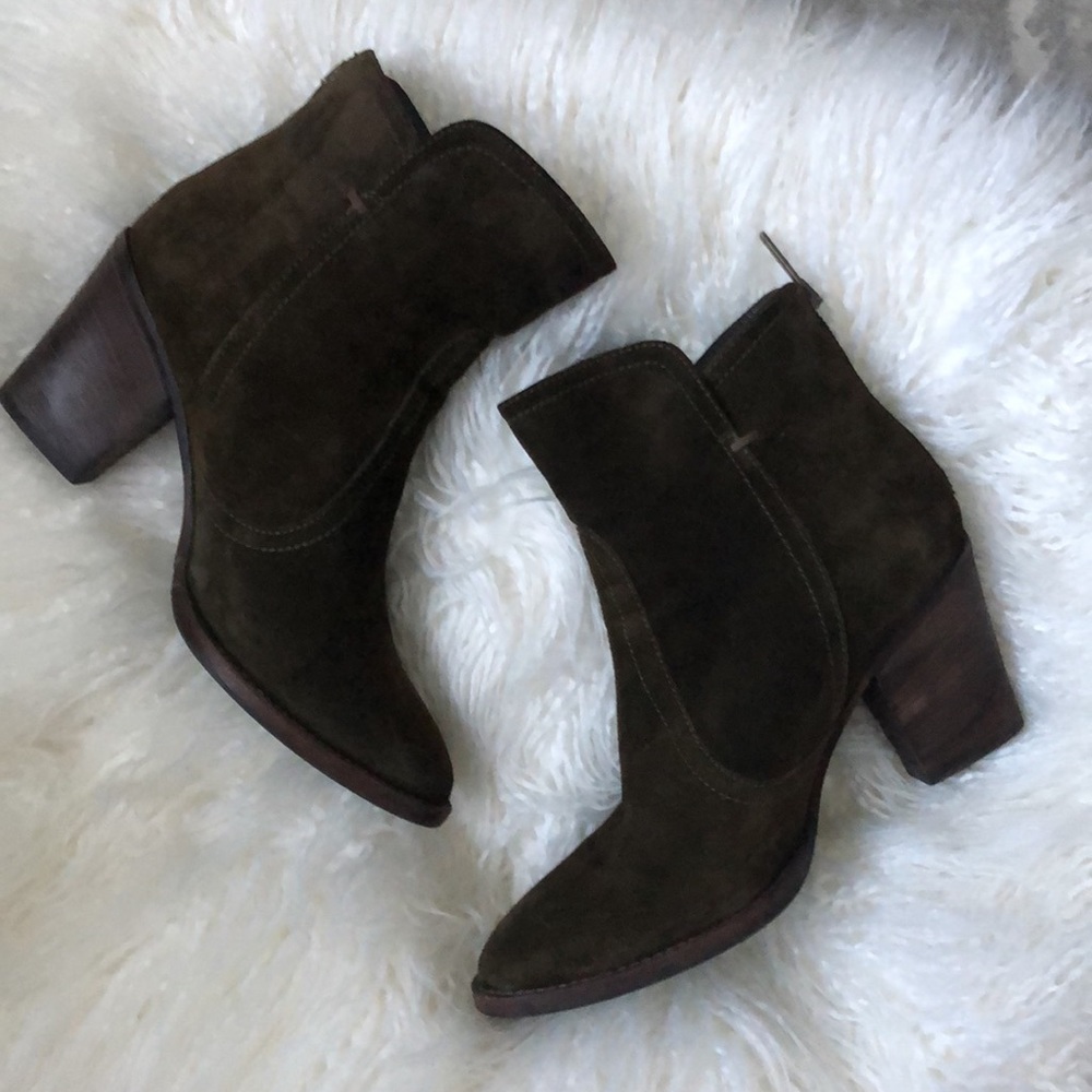Aquatalia Boots Suede Bootie Women's Shoes Block Heel made in Italy - Picture 2 of 12